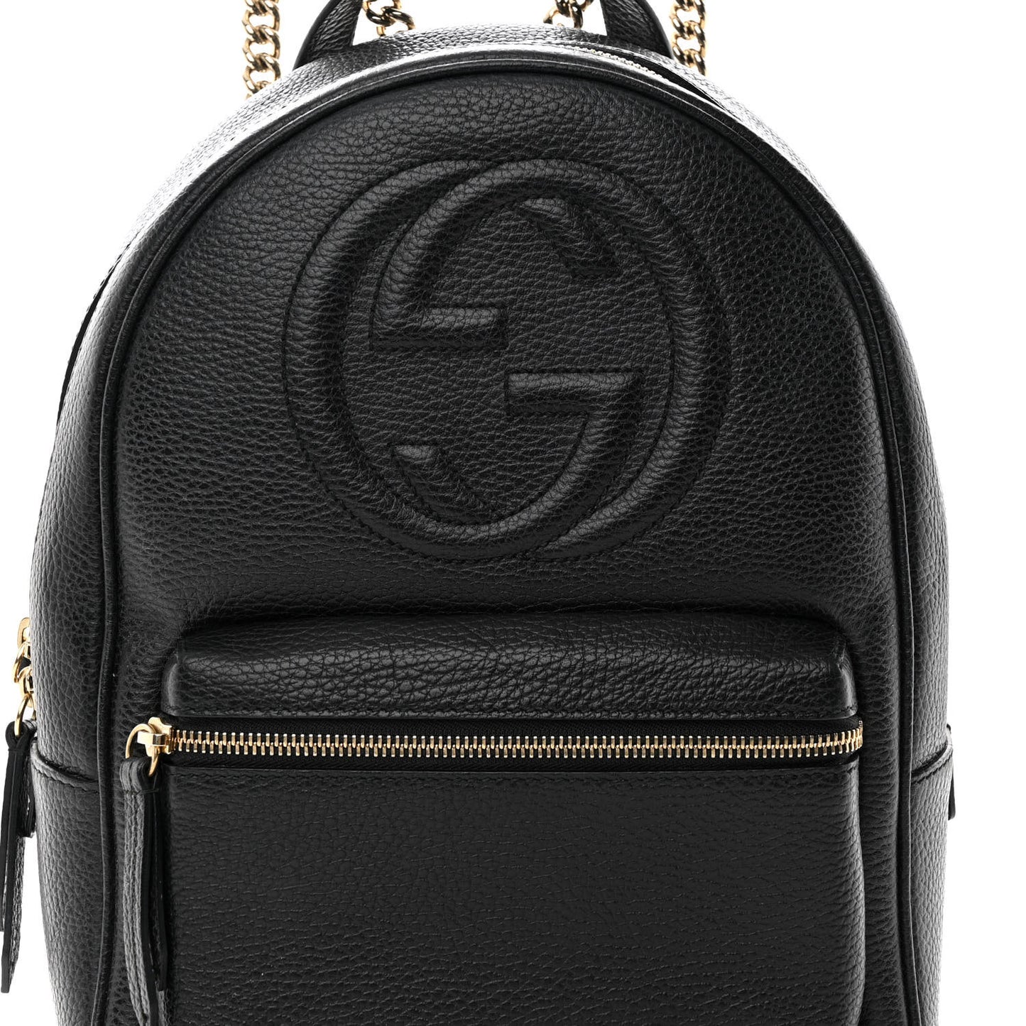 Pebbled Calfskin Soho Chain Backpack Black