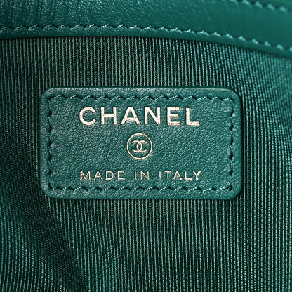 Chanel Jersey Quilted Medium Cosmetic Case Blue 6 of 9