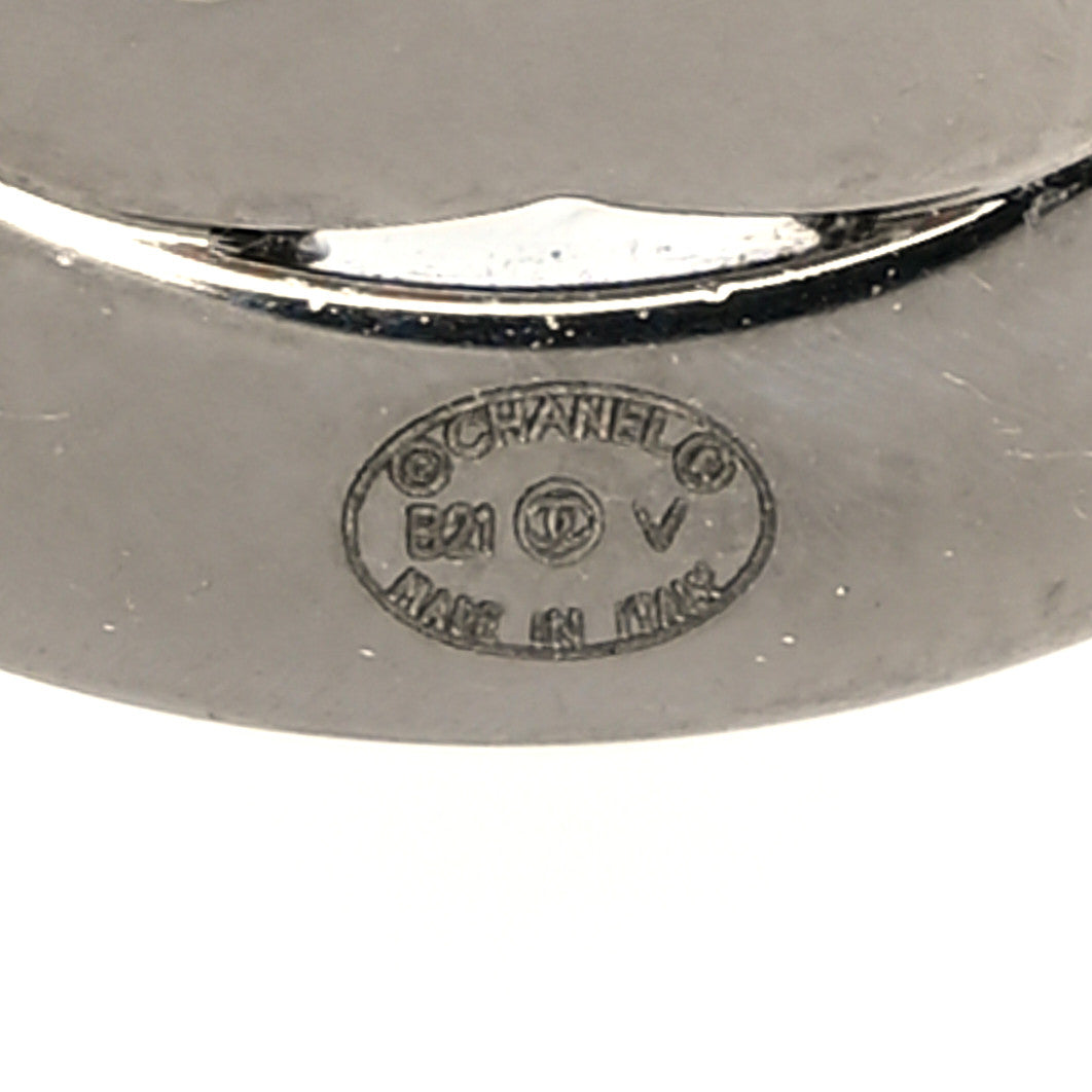 Crystal CC Round Earrings Silver