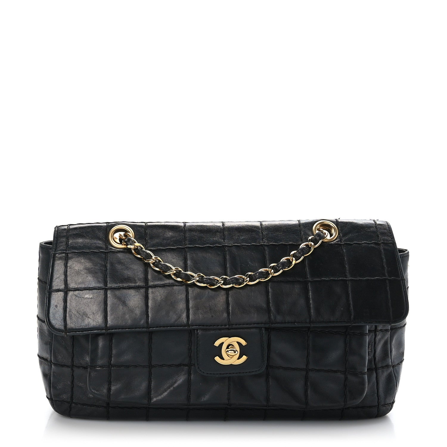 Chanel Lambskin Stitched Chocolate Bar Single Flap Black 1 of 9