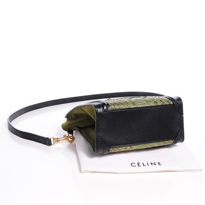 Celine Python Suede Nano Tri-Color Luggage Green 4 of 10