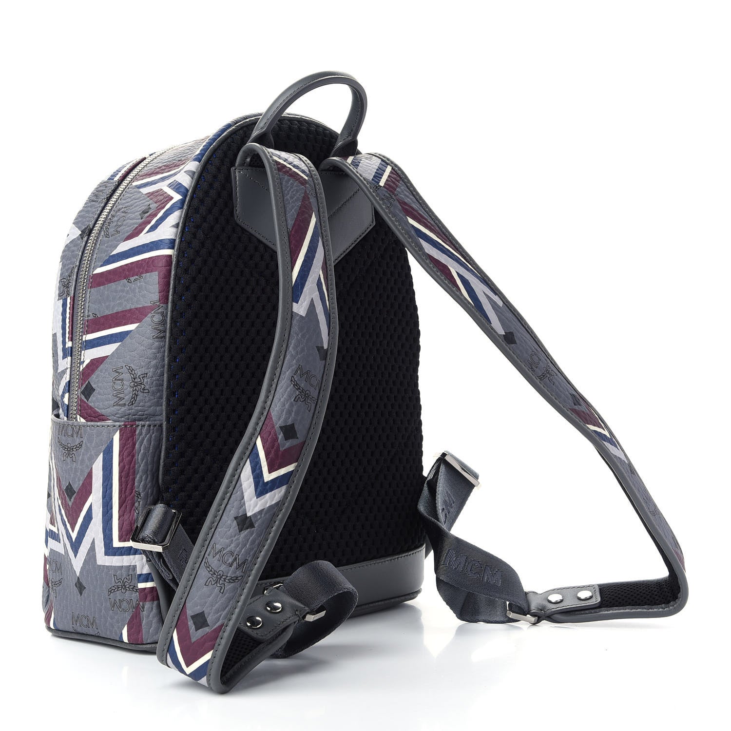 MCM Visetos Chevron Stripe Small Backpack Phantom Grey Multicolor 3 of 9