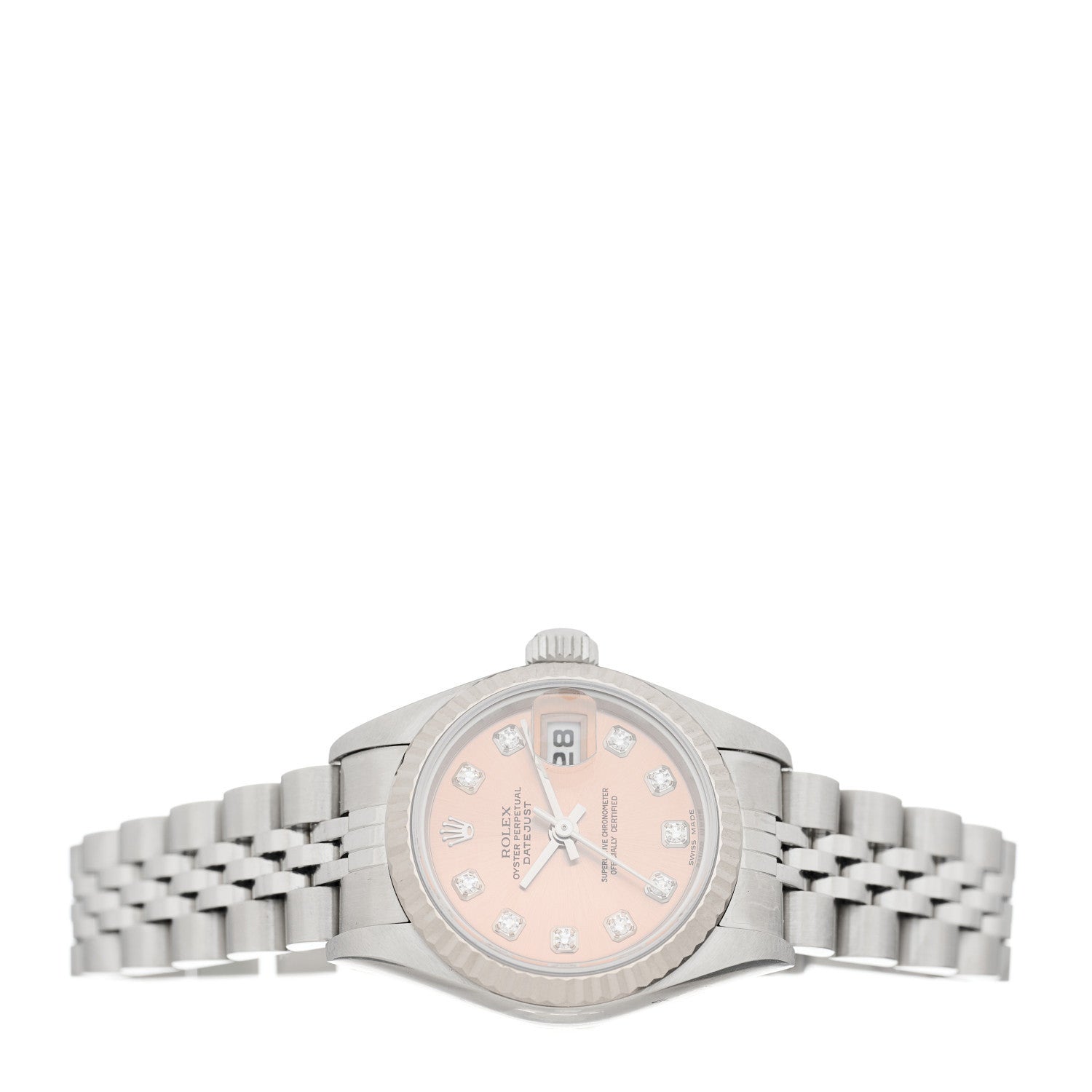 Rolex Stainless Steel 18K White Gold Diamond 26mm Oyster Perpetual Datejust Watch Pink 79174 2 of 4