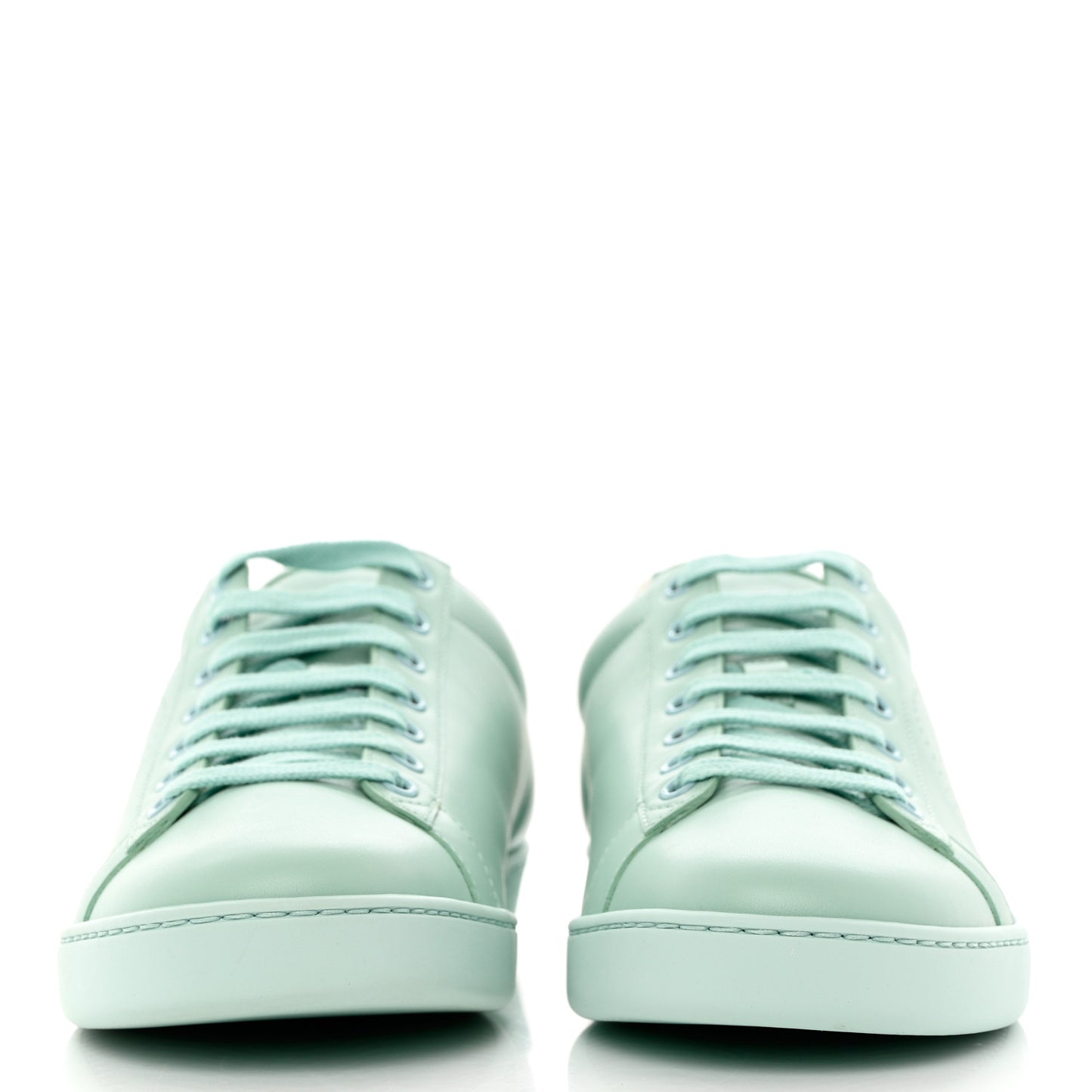 Calfskin Interlocking G Perforated Womens Ace Sneakers 41 Water Green Synthetic Green Garden