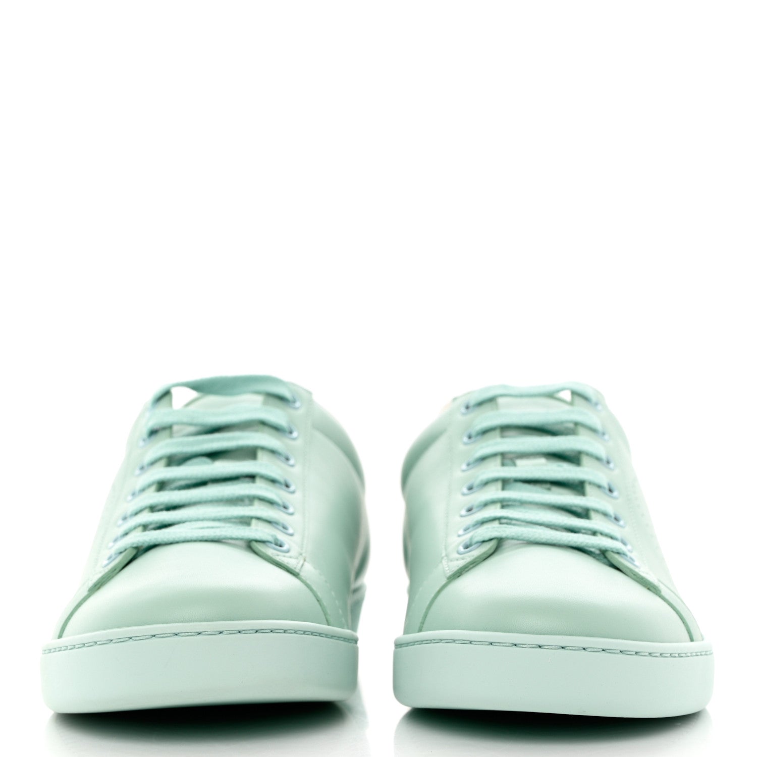 Gucci Calfskin Interlocking G Perforated Womens Ace Sneakers 41 Water Green Synthetic Green Garden 2 of 9