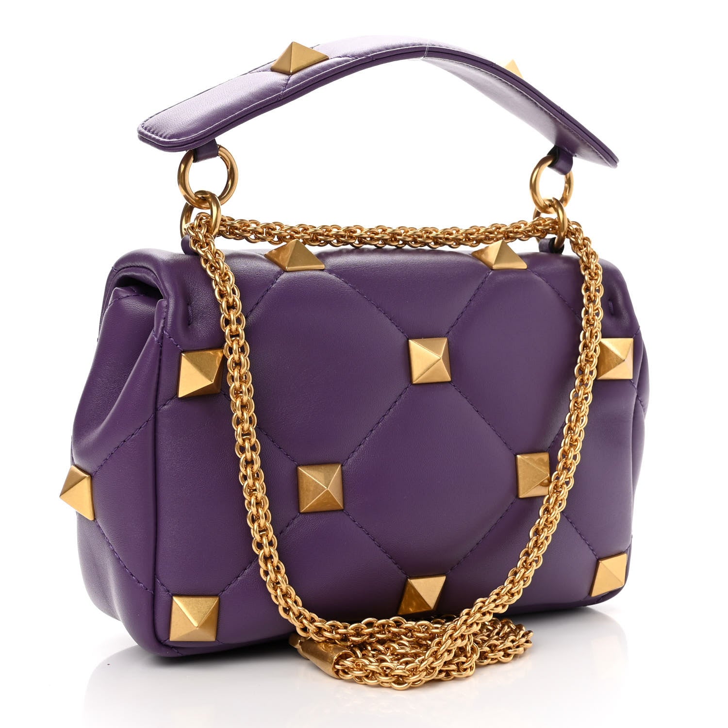 Valentino Garavani Nappa Medium Roman Stud Shoulder Bag Indian Violet 3 of 9