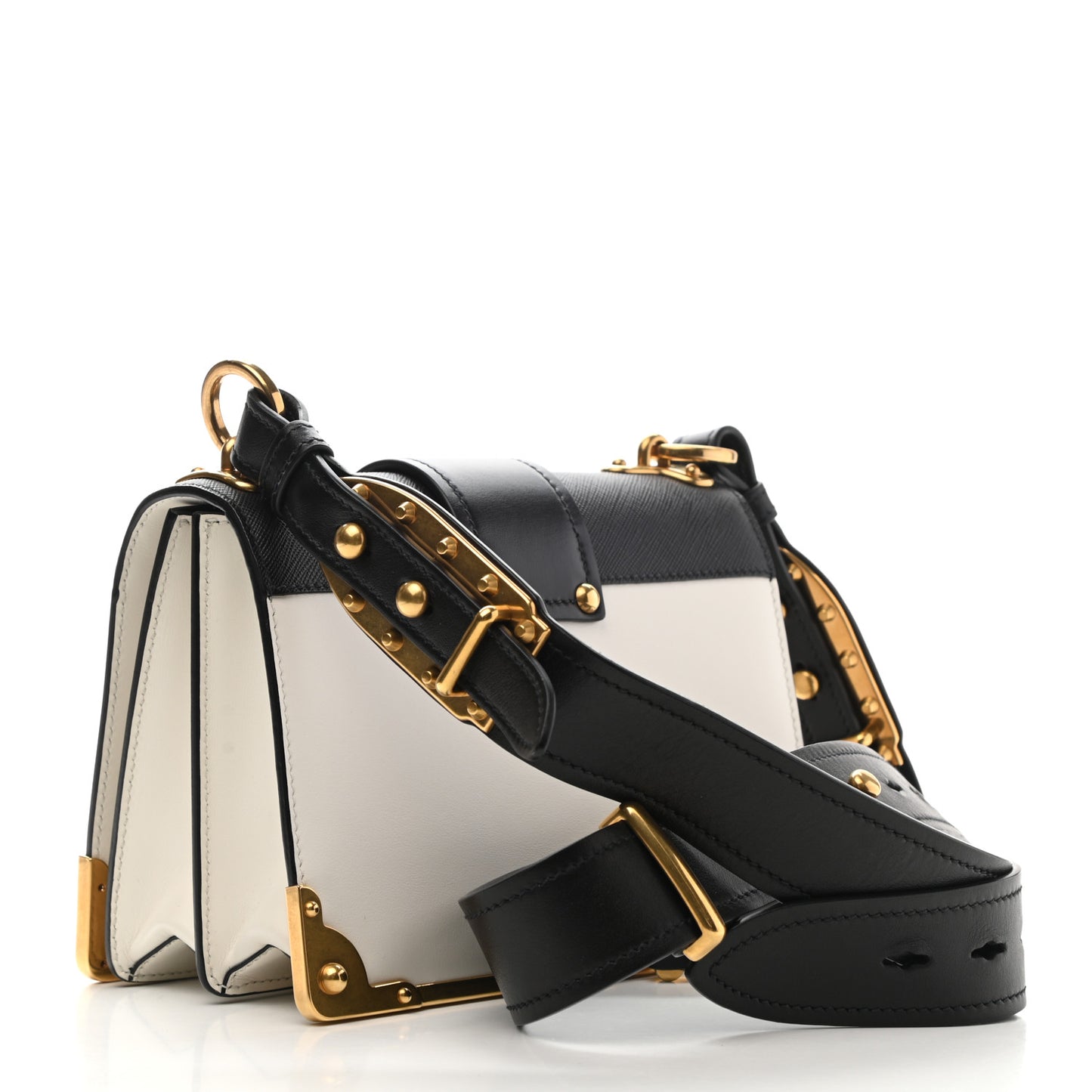 City Calfskin Saffiano Cahier Bag White Black