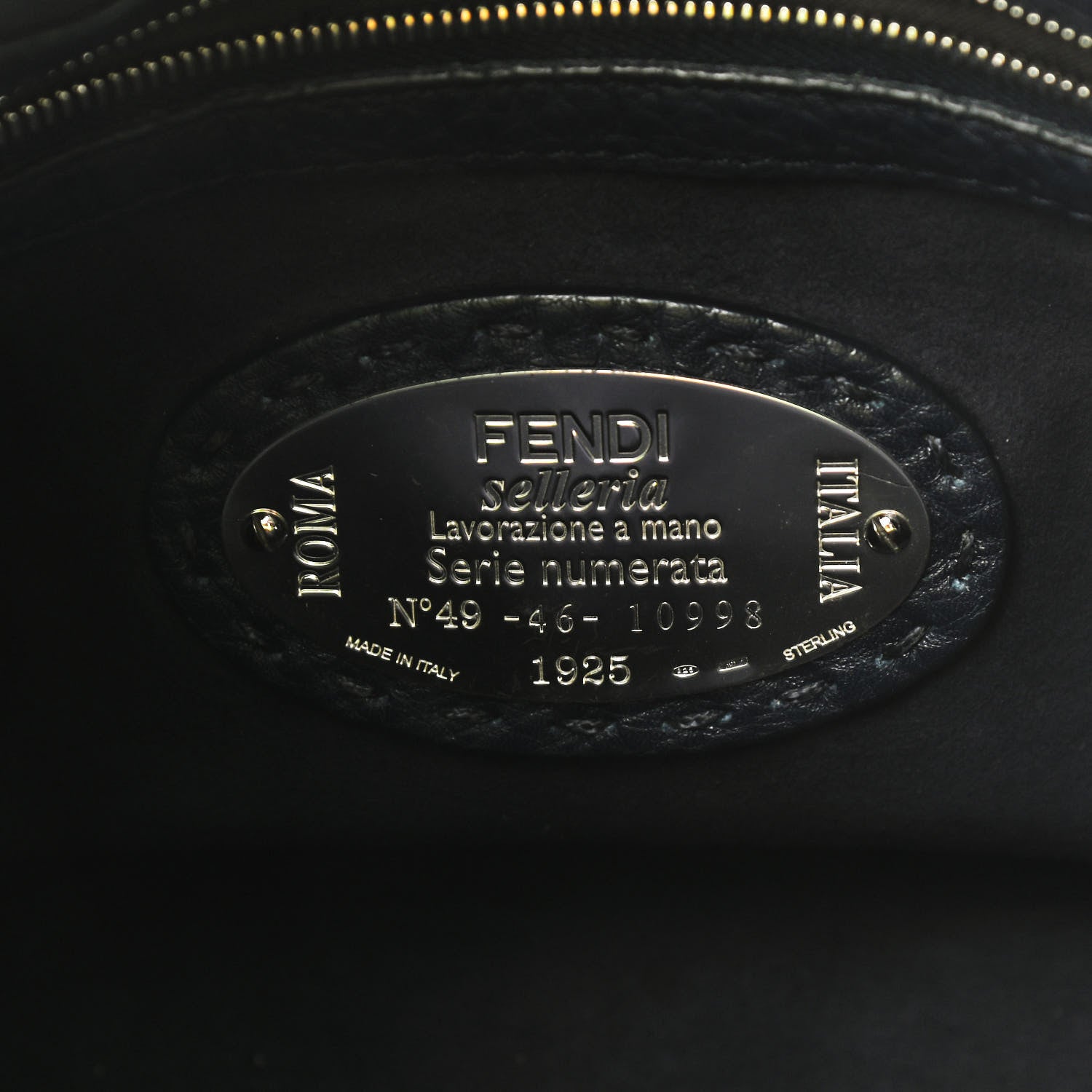 Fendi Cuoio Romano Selleria Lei Boston Tote Night Blue 7 of 13