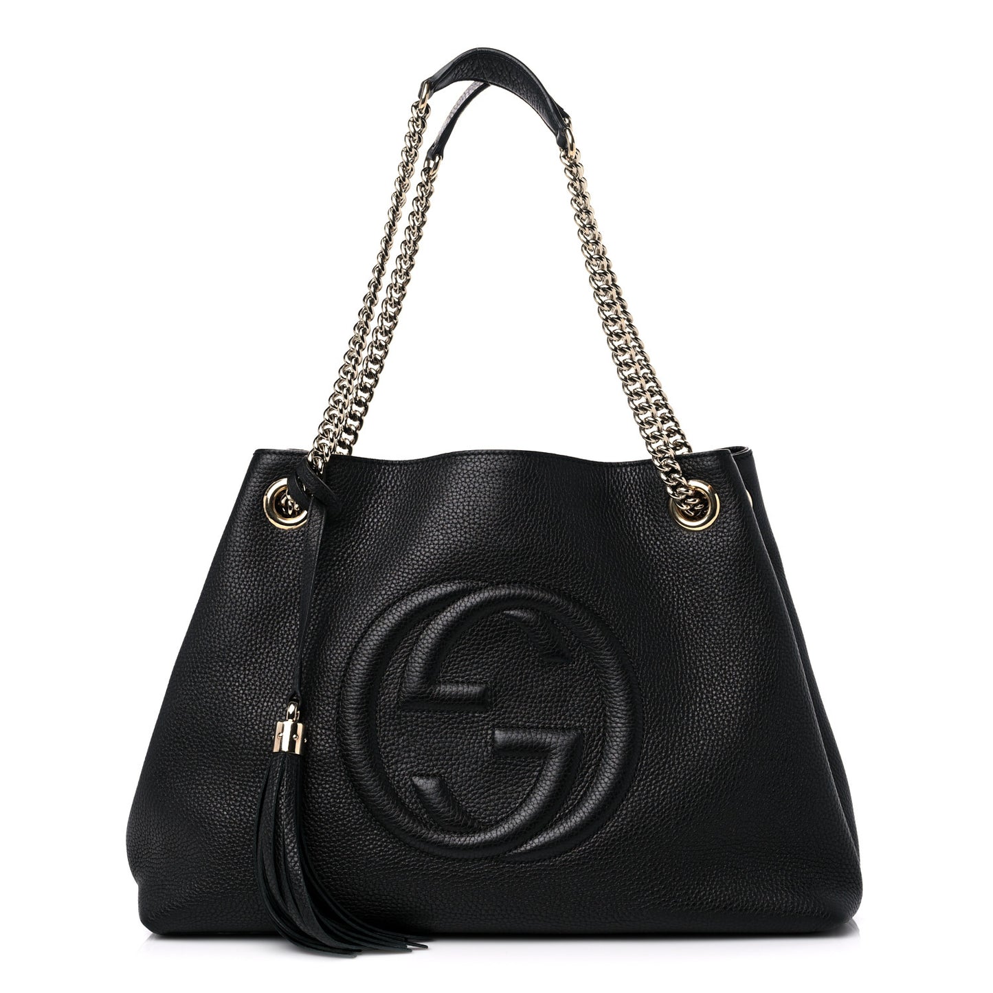 Pebbled Calfskin Medium Soho Chain Shoulder Bag Black