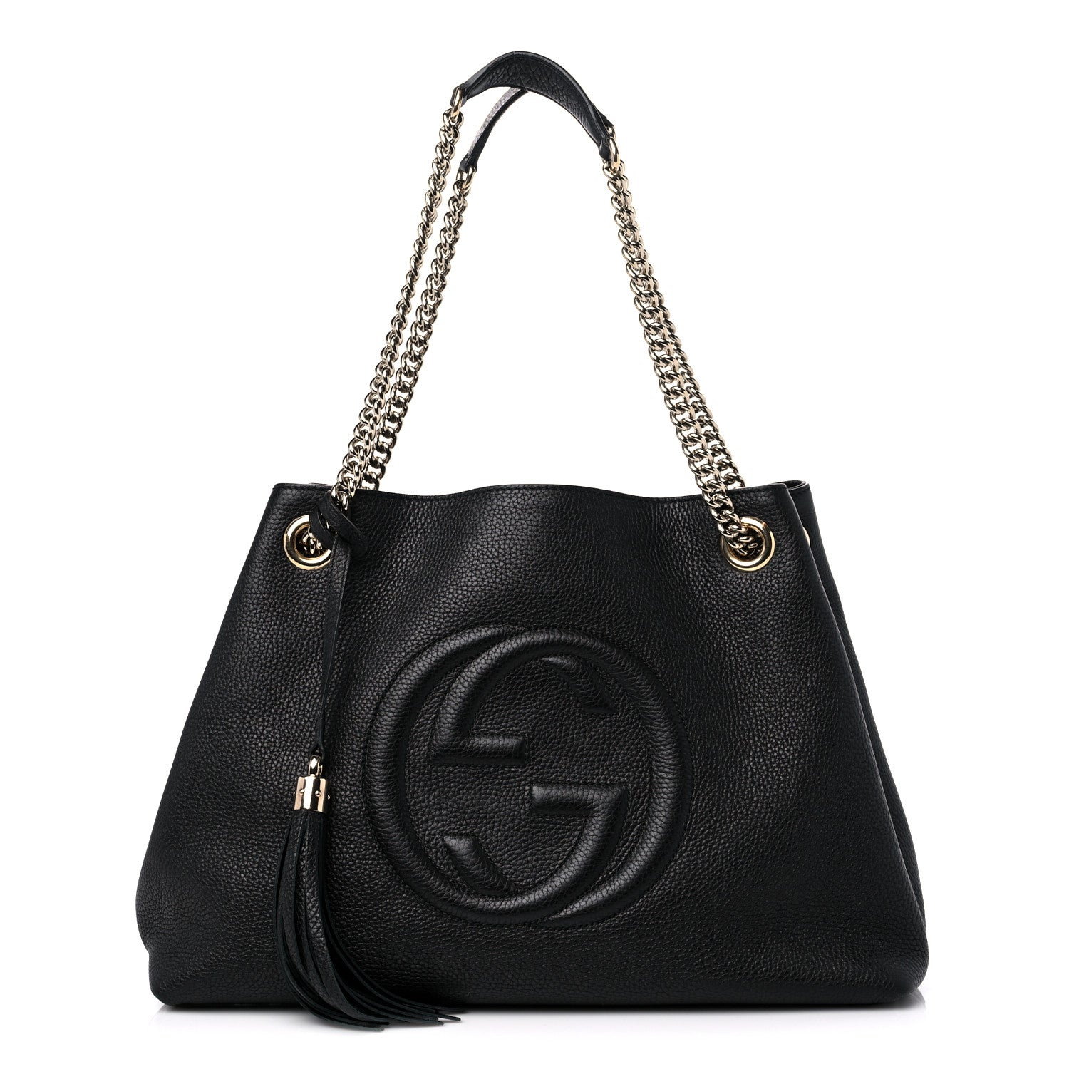 Gucci Pebbled Calfskin Medium Soho Chain Shoulder Bag Black 1 of 15