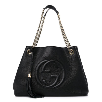 Gucci Pebbled Calfskin Medium Soho Chain Shoulder Bag Black 1 of 15