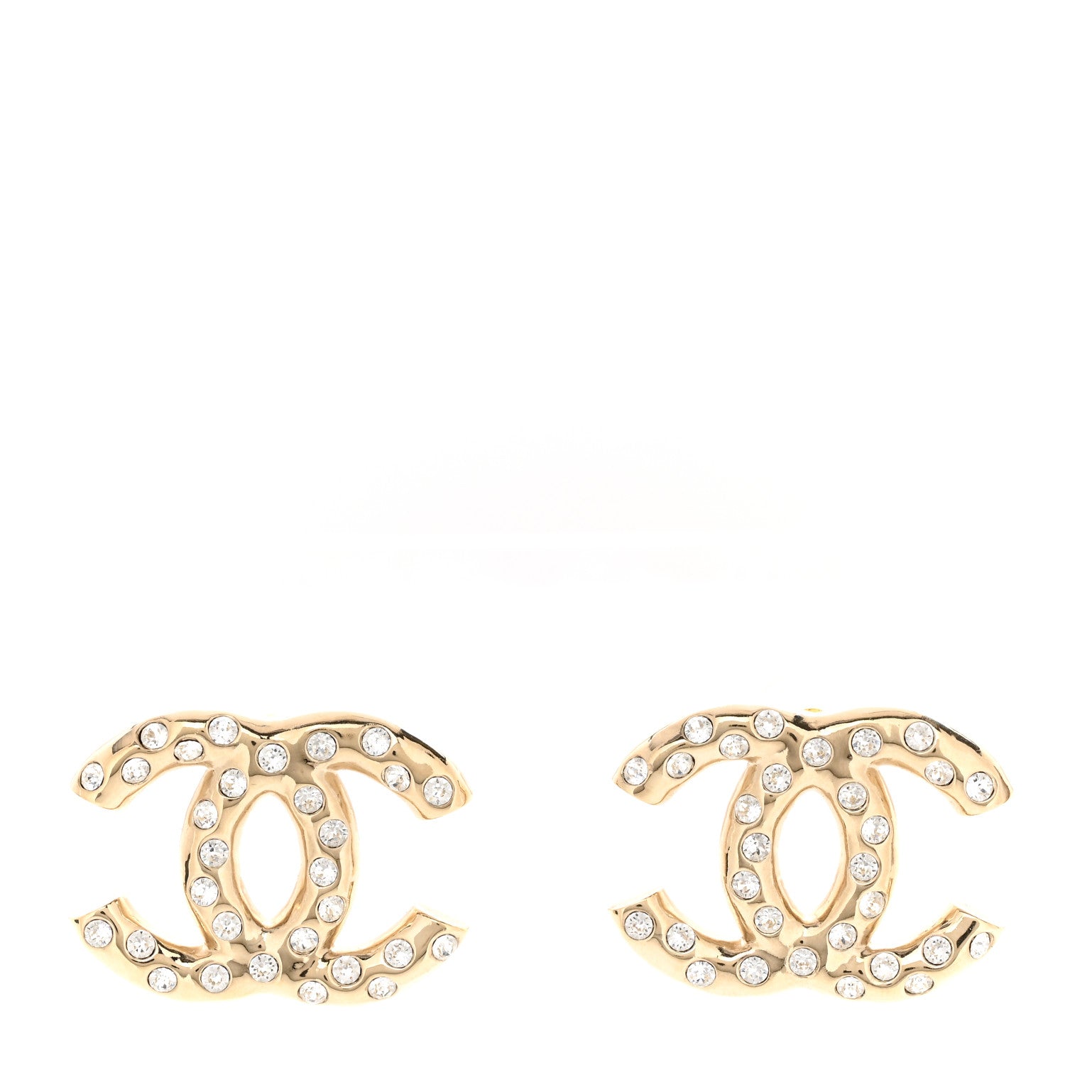 Chanel Metal Crystal CC Earrings Gold 1 of 5