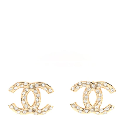 Chanel Metal Crystal CC Earrings Gold 1 of 5