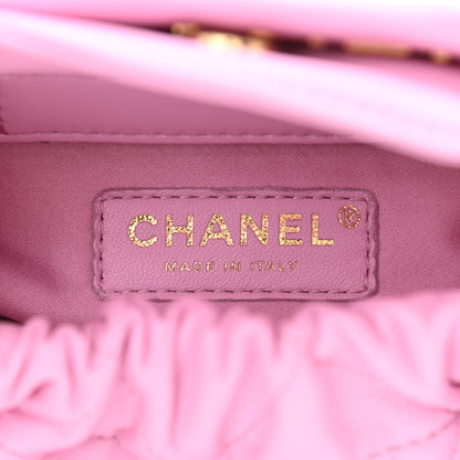 Chanel Lambskin Resin Quilted Small Bucket Bag Pink 6 of 11