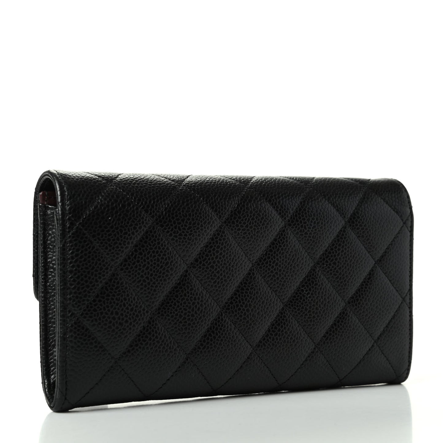 Caviar Quilted Large Gusset Flap Wallet Black