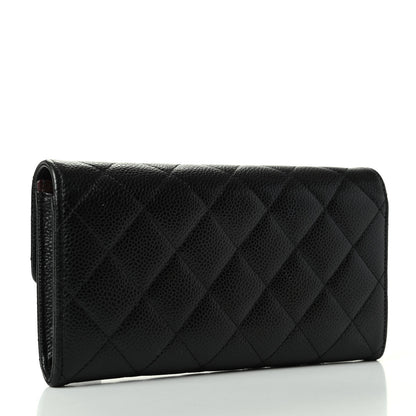 Chanel Caviar Quilted Large Gusset Flap Wallet Black 3 of 7
