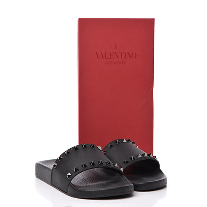 Valentino Garavani Rubber Rockstud Slide Sandals 39 Black 8 of 8