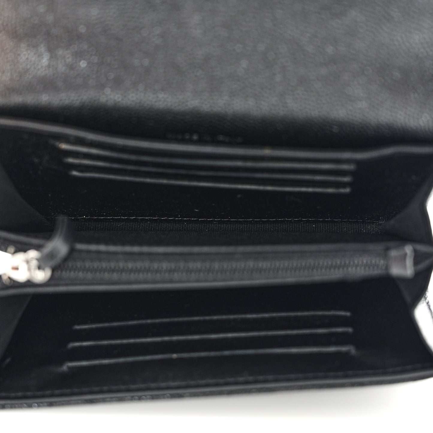 Iridescent Caviar Quilted Medium Flap Wallet Black