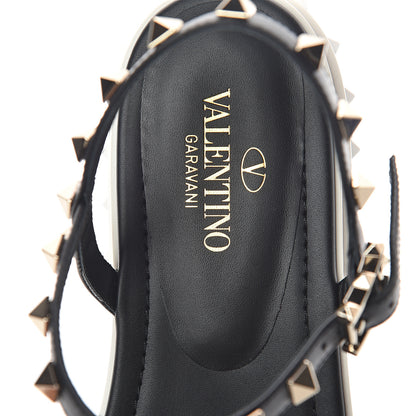 Valentino Garavani Calfskin Bedrock Rockstud Ankle Flat Sandals 39 Black 5 of 7