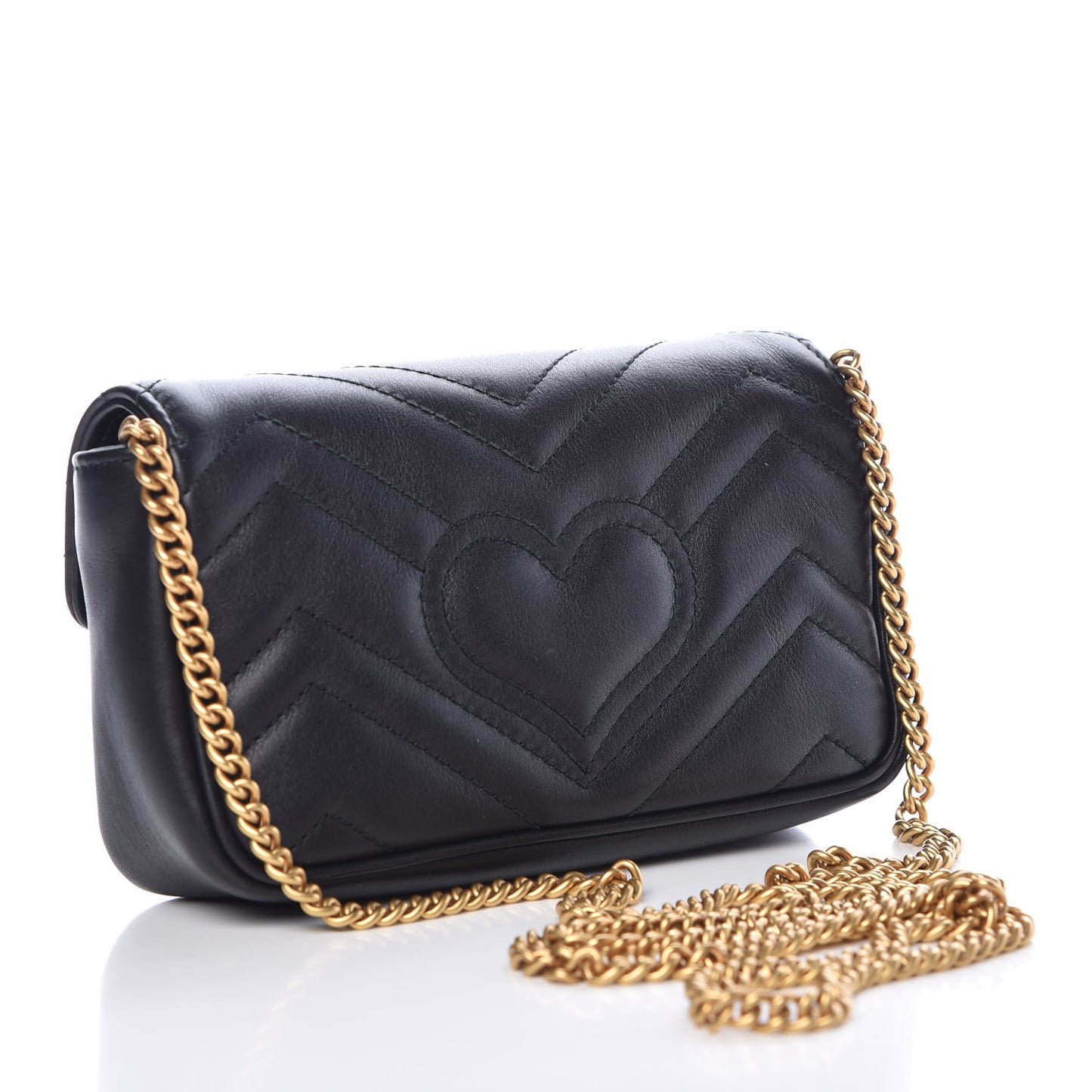 Calfskin Matelasse Super Mini GG Marmont Shoulder Bag Black