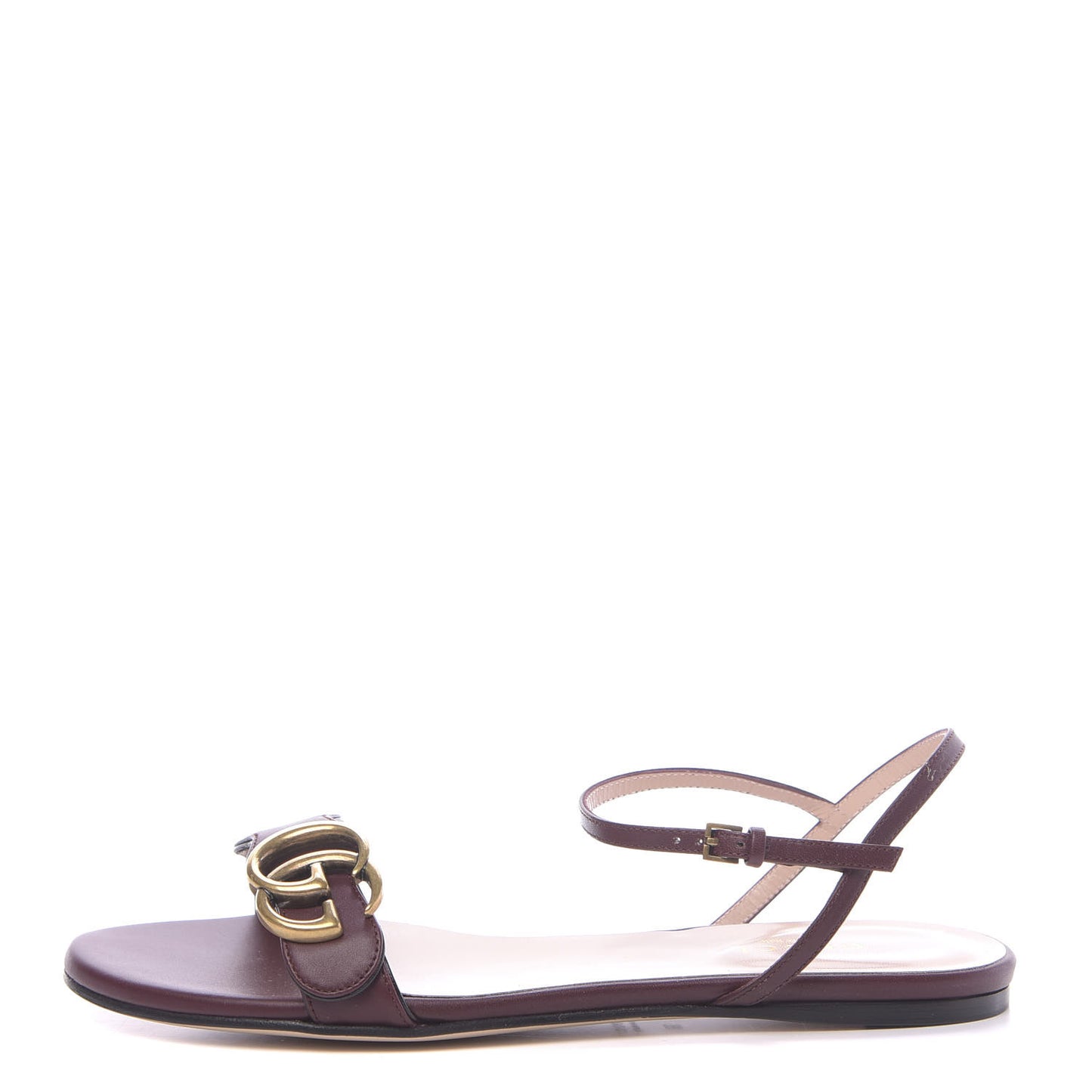 Lifford Calfskin GG Marmont Ankle Wrap Flat Sandals 36 Vintage Bordeaux