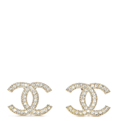 Chanel Crystal CC Earrings Gold 1 of 6
