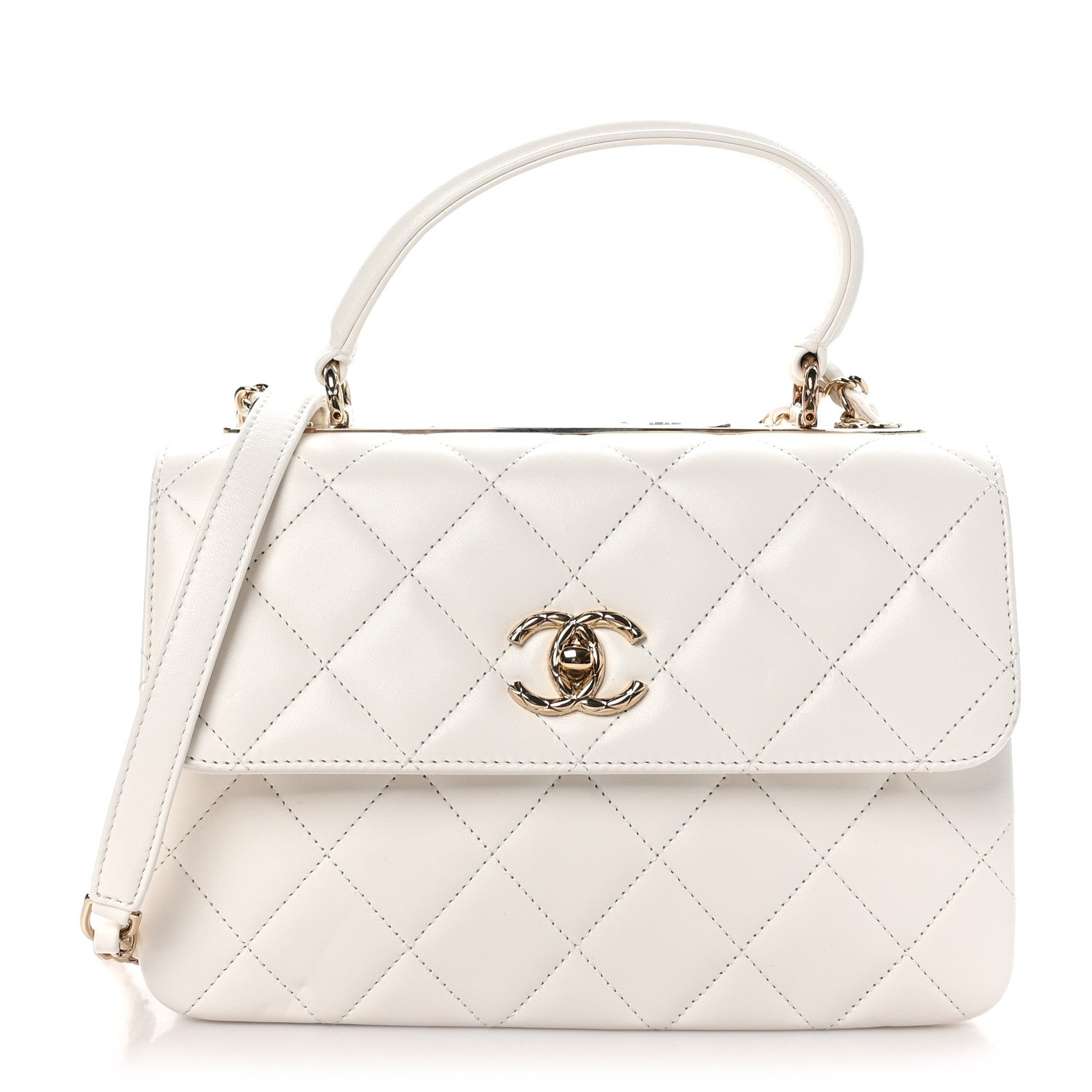 Chanel Lambskin Quilted Small Trendy CC Dual Handle Flap Bag White 1 of 10