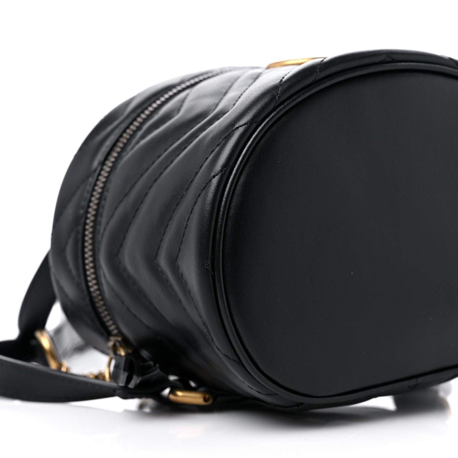 Gucci Calfskin Matelasse Mini GG Marmont Round Backpack Black 8 of 10