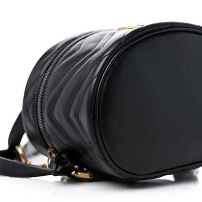 Gucci Calfskin Matelasse Mini GG Marmont Round Backpack Black 8 of 10