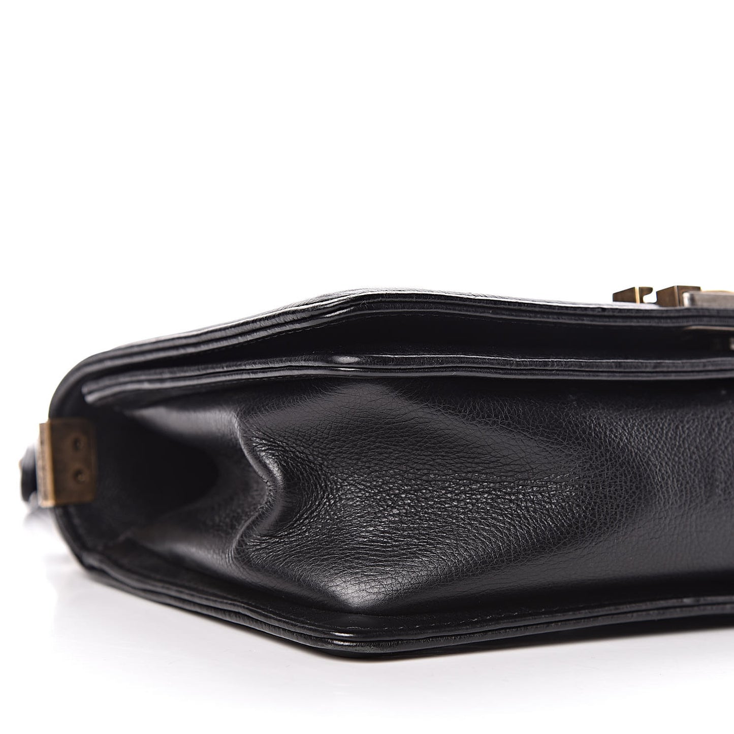 Calfskin Double Stitch Medium Boy Flap Black