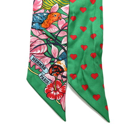 Hermes Silk Jungle Love Love Twilly Emeraude Rose Brun 3 of 4