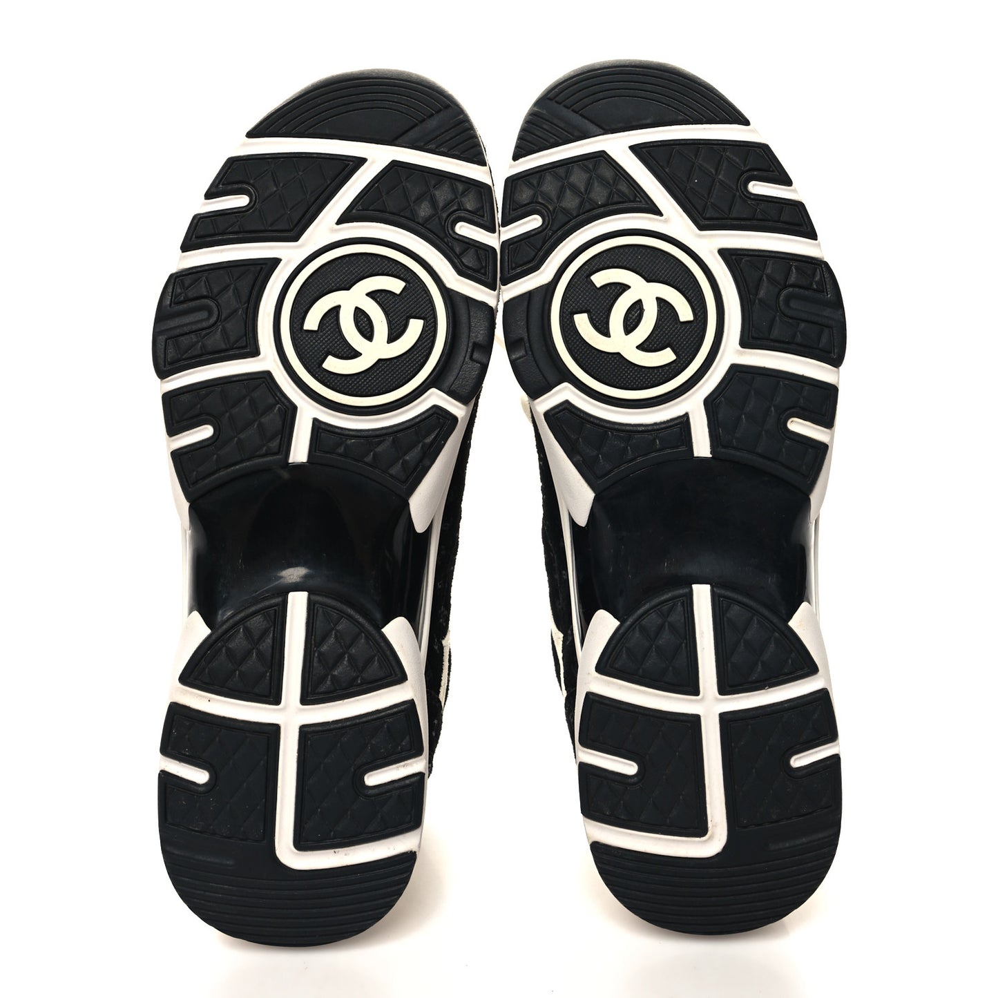 Nylon Suede Calfskin Printed CC Sneakers 41 White Black