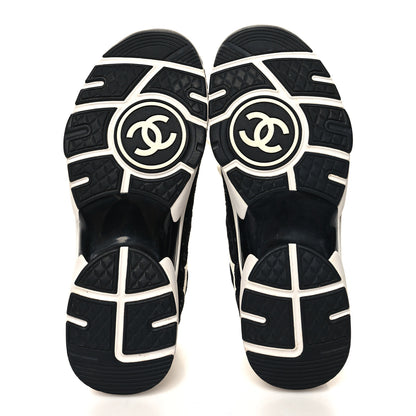 Chanel Nylon Suede Calfskin Printed CC Sneakers 41 White Black 5 of 8