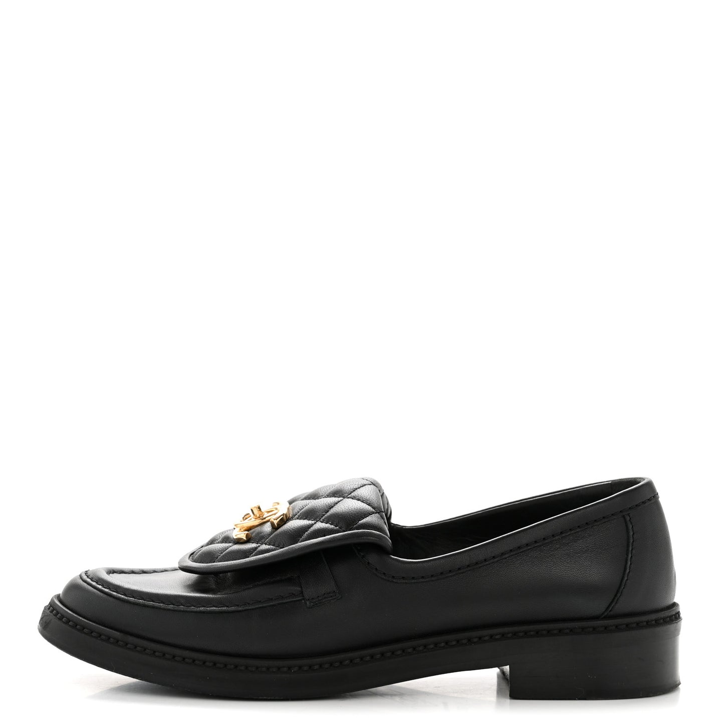 Lambskin Quilted CC Turnlock Loafers 38.5 Black