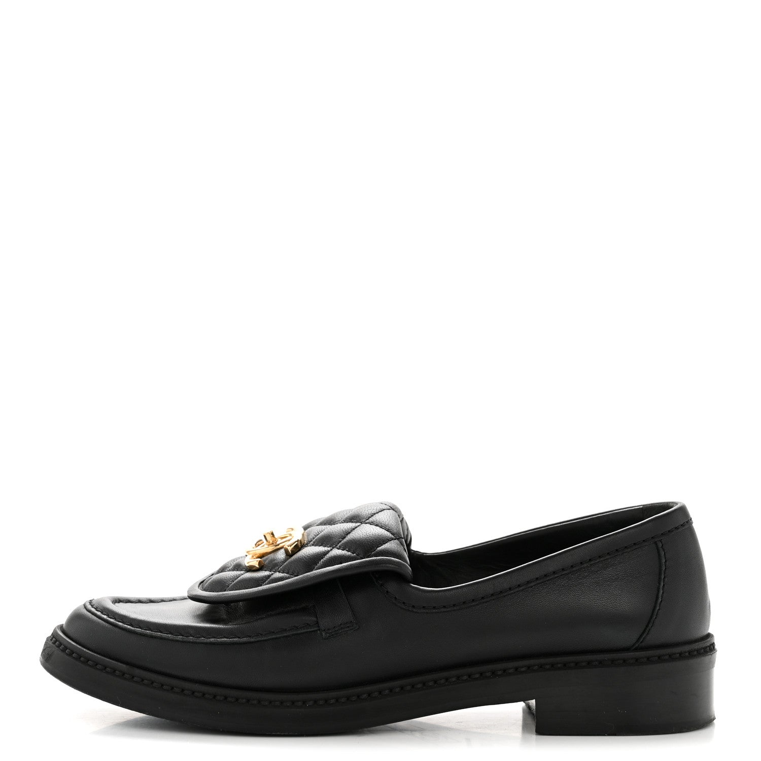 Chanel Lambskin Quilted CC Turnlock Loafers 38.5 Black 1 of 12