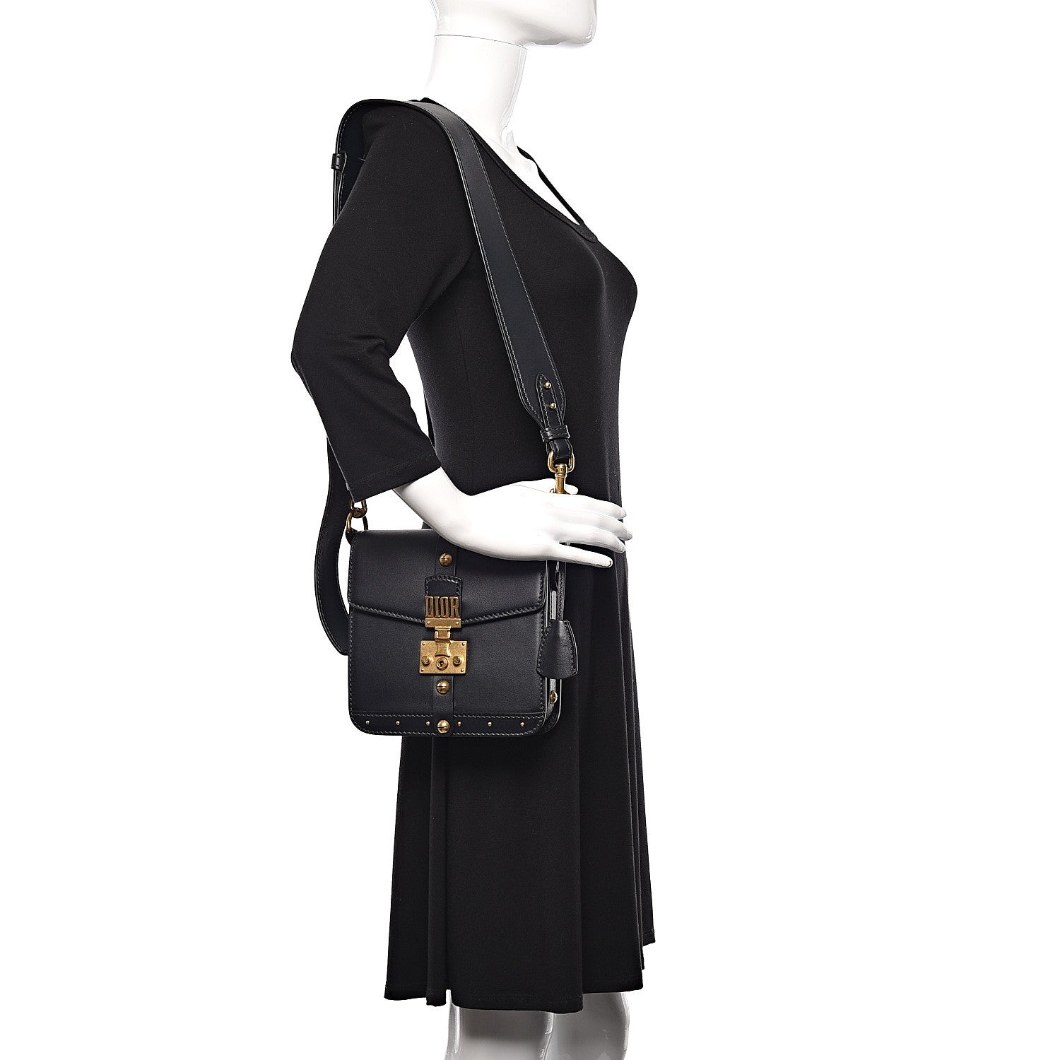 Christian Dior Calfskin Studded Square Dioraddict Flap Black 2 of 9