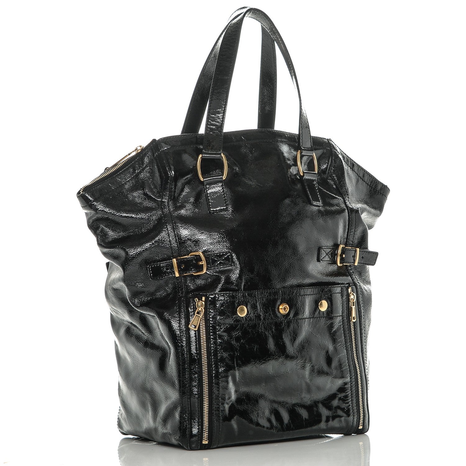 Saint Laurent Textured Patent Large Downtown Tote Black 3 of 7