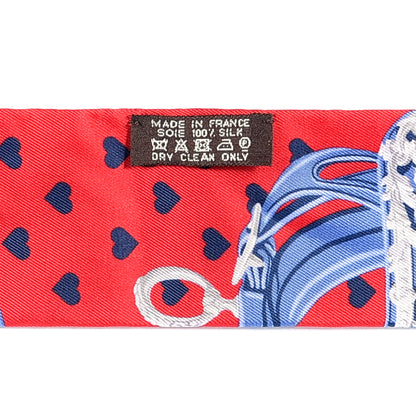 Hermes Silk Brides de Gala Love Twilly Rouge Bleu Bordeaux 3 of 3
