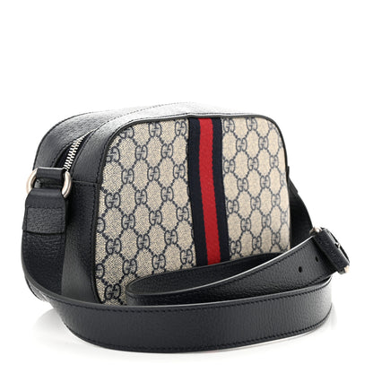 Gucci GG Supreme Monogram Textured Dollar Calfskin Web Small Ophidia Camera Bag Beige Blue 3 of 10
