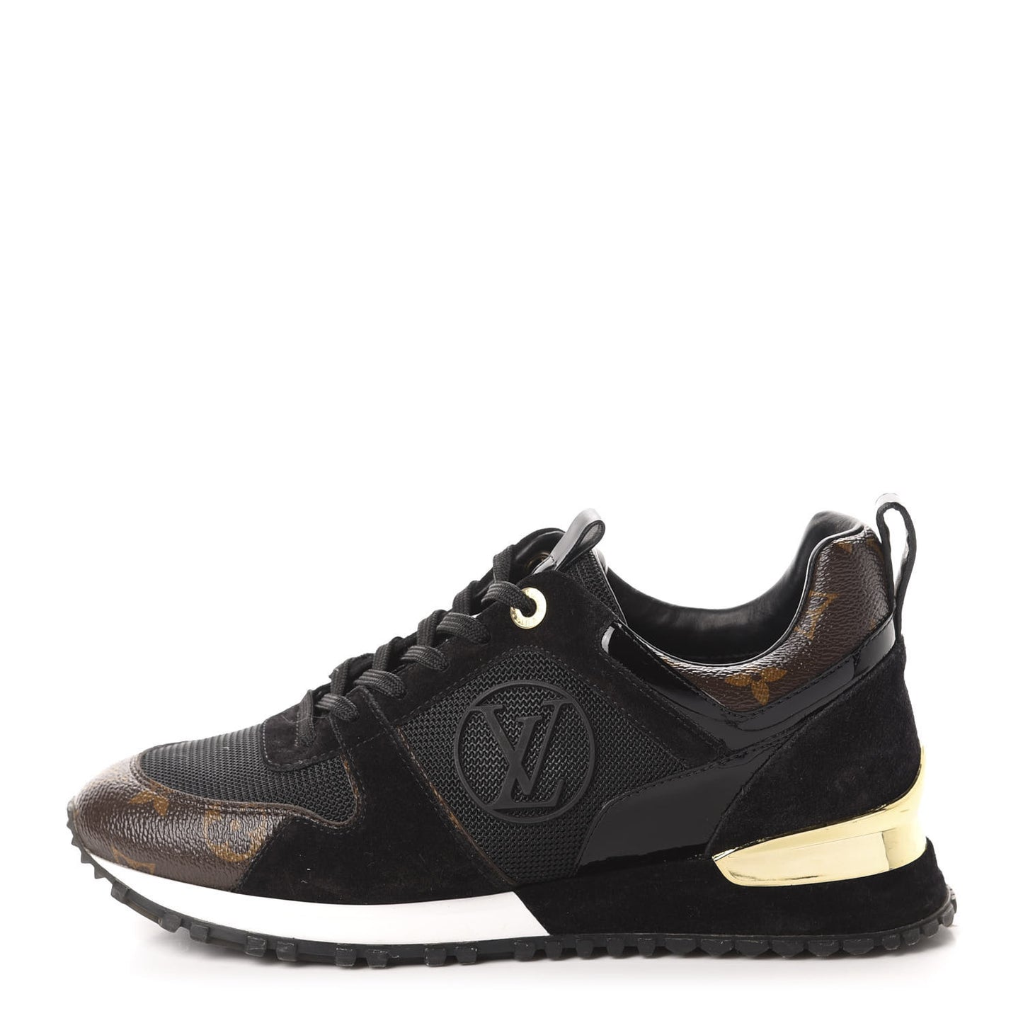 Suede Monogram Run Away Sneakers 36 Black