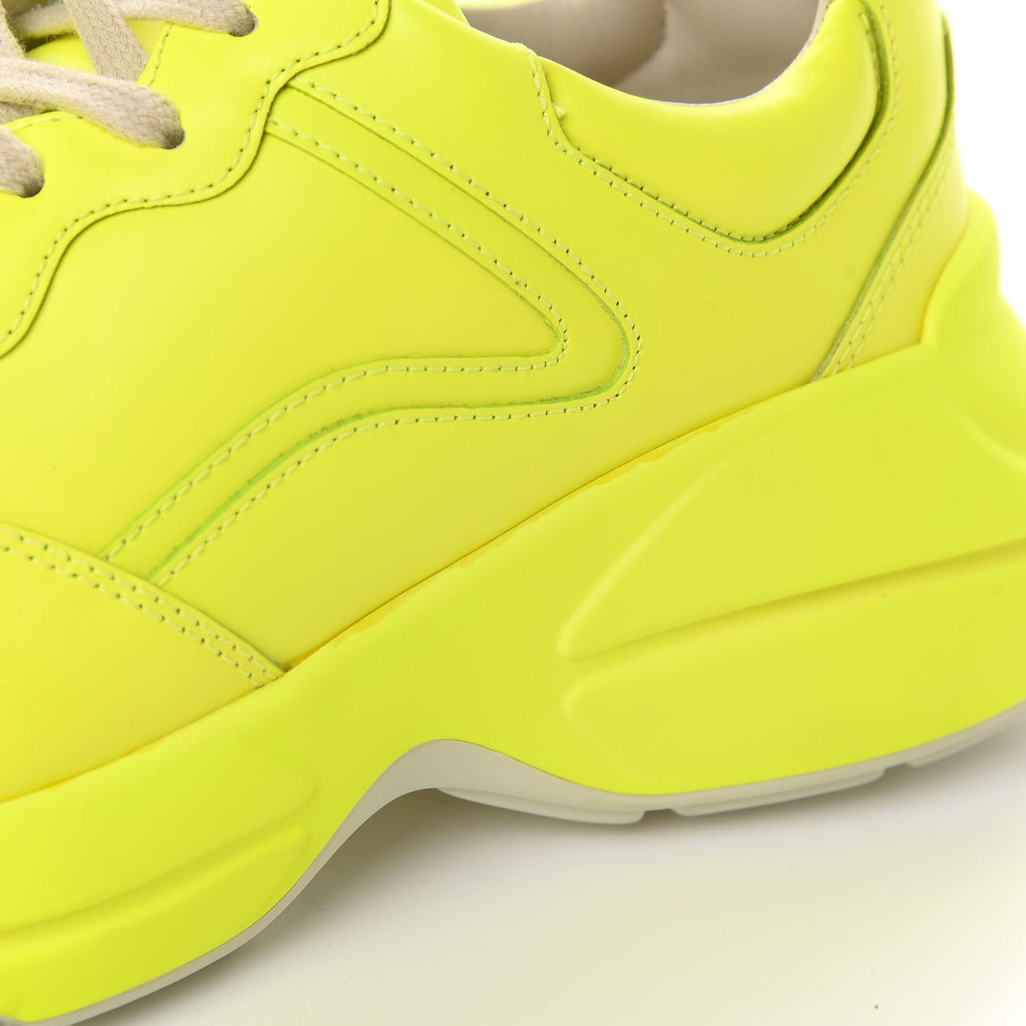 Calfskin Womens Rhyton Sneakers 38.5 Fluo Yellow