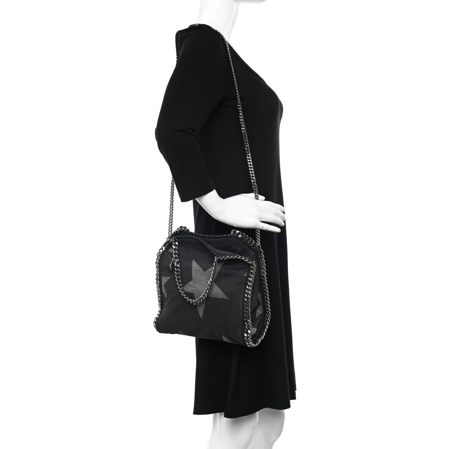 Denim Star Mini Falabella Tote Black