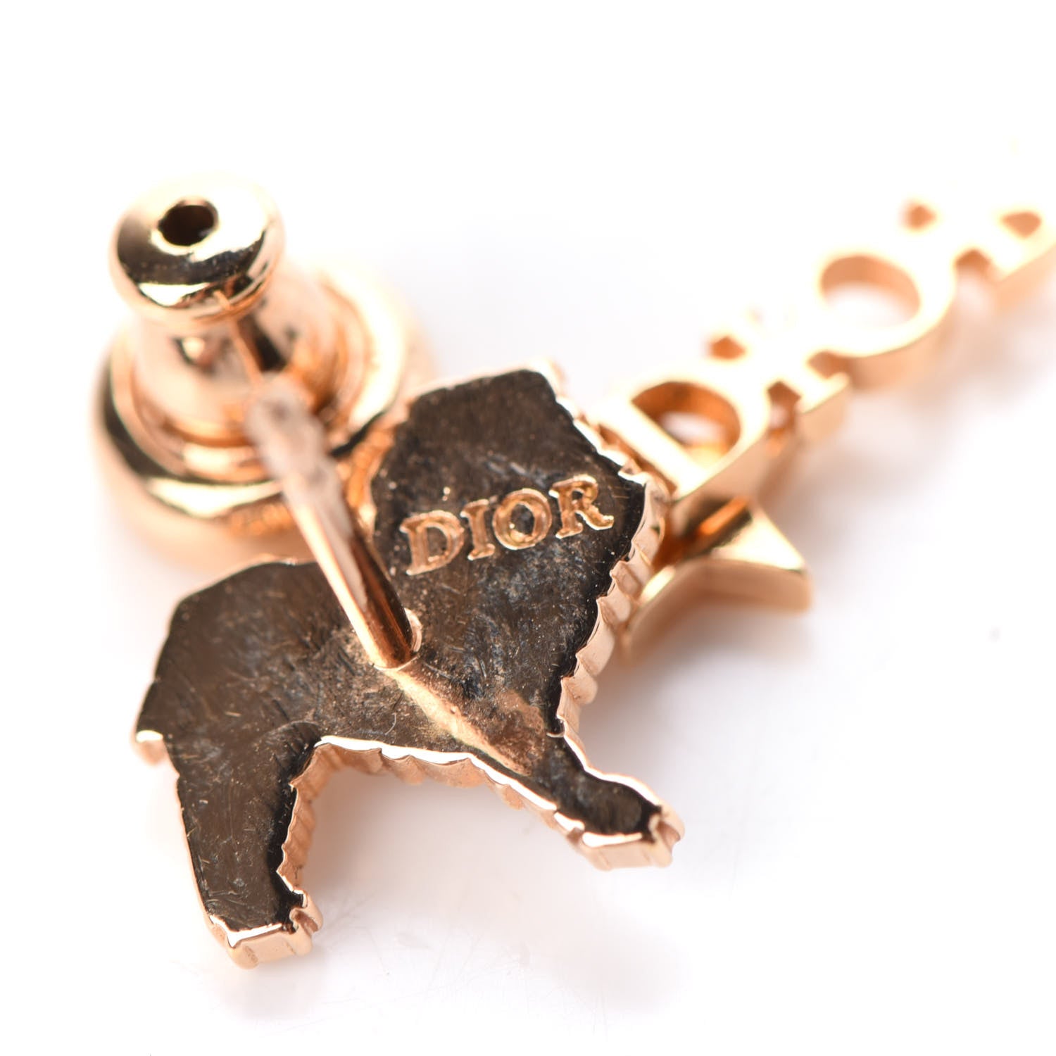 Christian Dior Crystal Diorable Lion Logo Drop Earrings Rose Gold 3 of 4