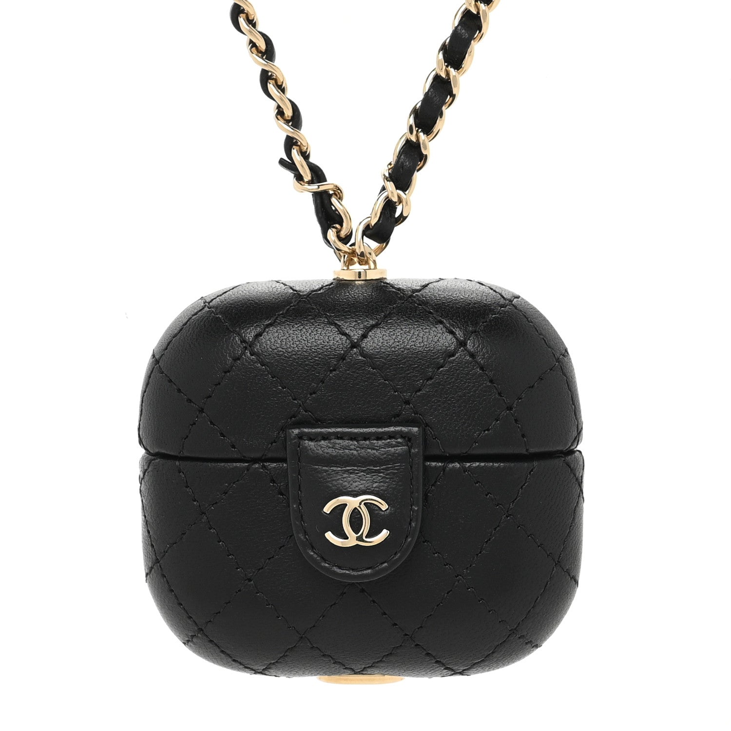Chanel Lambskin Quilted Airpods Pro Case With Chain Black 4 of 6