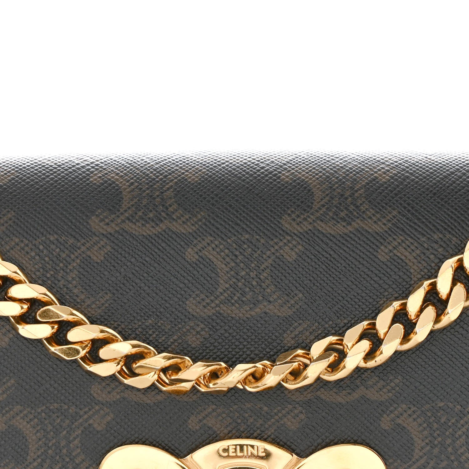 Celine Triomphe Canvas Chain Shoulder Bag Tan 8 of 10