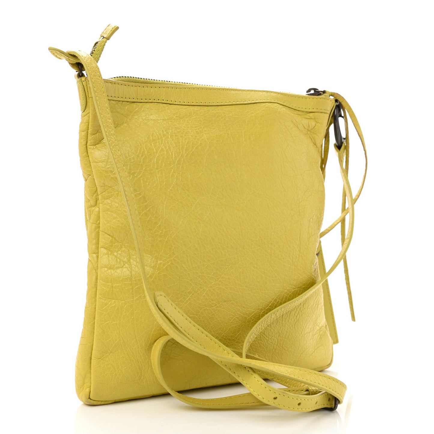 Agneau Classic Hardware Flat Crossbody Jaune Poussin
