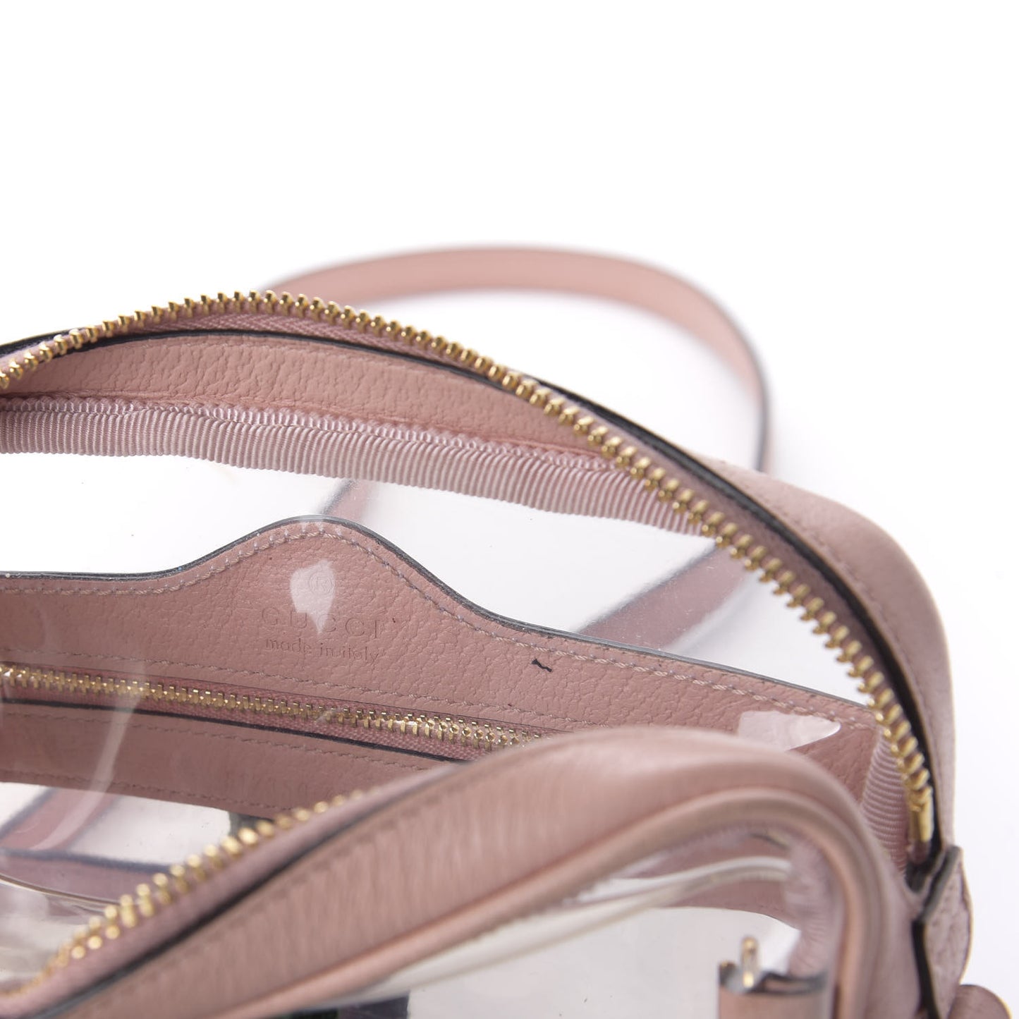 Vinyl Web Mini Ophidia Transparent Shoulder Bag Perfect Pink
