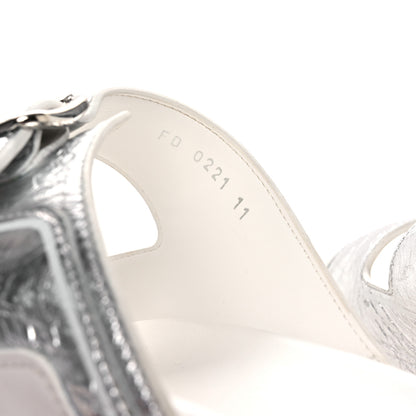 Louis Vuitton Metallic Mix Materials Mens LV Script Trainer Mules 11 Silver Multicolor 10 of 12