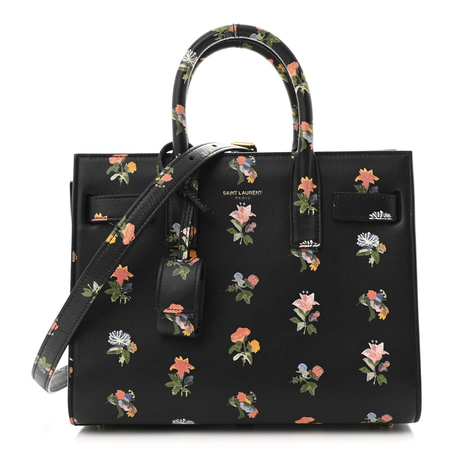 Saint Laurent Calfskin Prairie Printed Nano Sac De Jour Black 1 of 10
