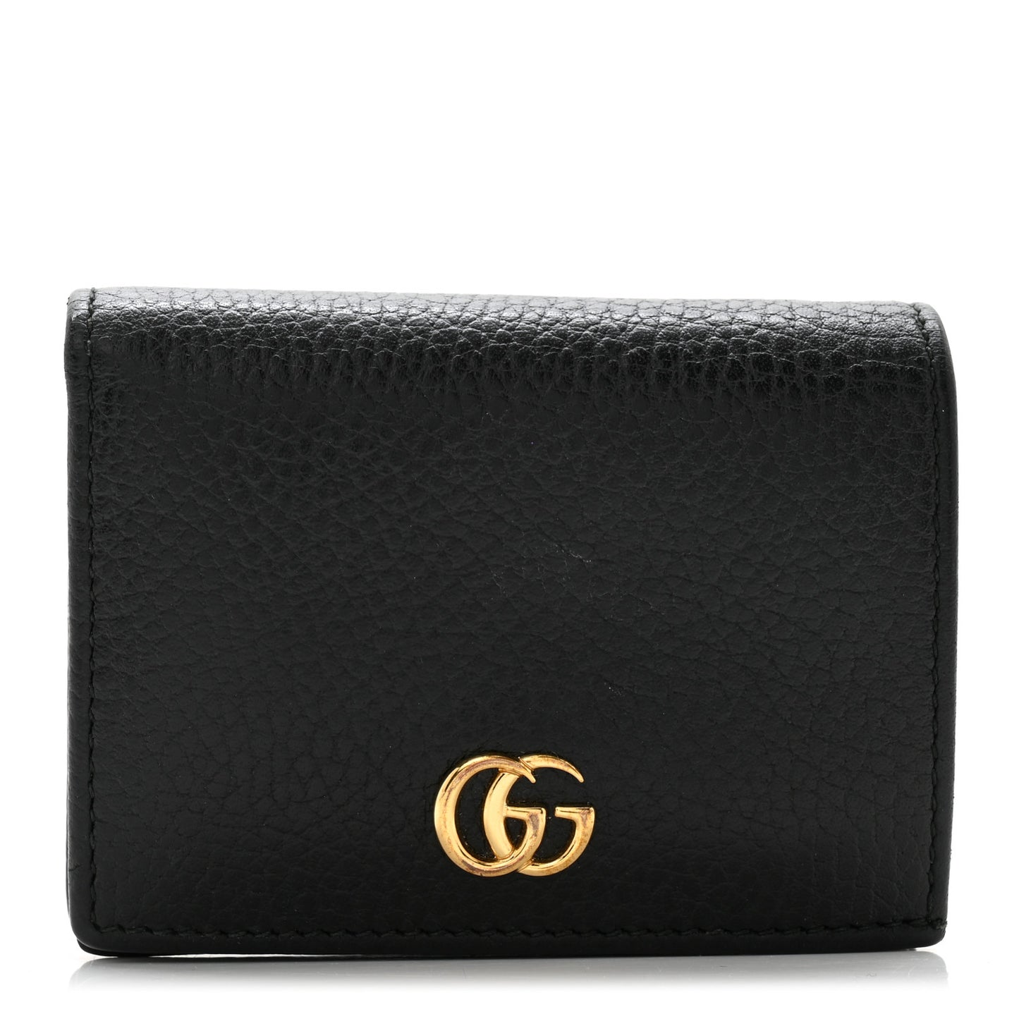 Pebbled Calfskin GG Marmont Card Case Black